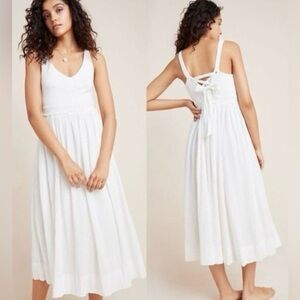 Anthropologie Saturday Sunday Elina Woven Tie Dress Ivory Summer XS Petite NWT